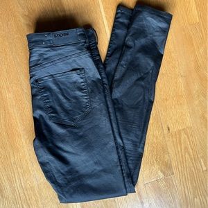 H&M black leather skinny jeans